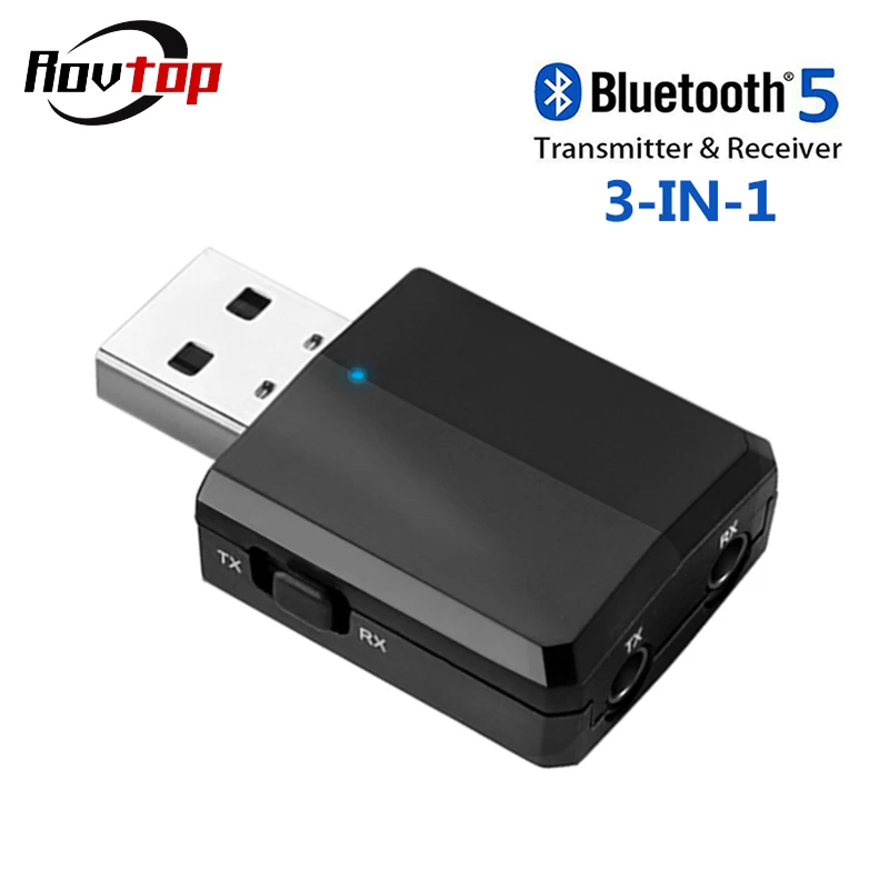 Rovtop USB Bluetooth V5.0 Transmitter Receiver for TV PC 3-in-1 Wireless 3.5mm Audio Adapter Car Headphones Kit Z3 | Автомобили и