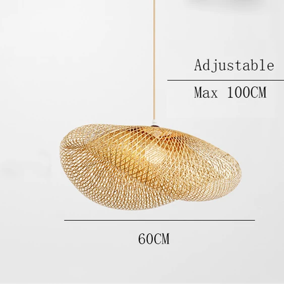 Nordic Wood Pendant Lamp Kitchen Bamboo Fixtures Led Pendant Light Suspension Home Indoor Dining Room Hanging Lamp LED Luminaire - Цвет корпуса: 60 CM