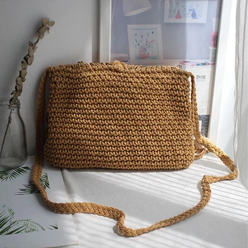 Handmade Cotton Woven Knitted Tassel Crossbody Bag Vintage Shoulder Messenger Bag Female Fashion Beach Summer Handbags for Women - Image 4