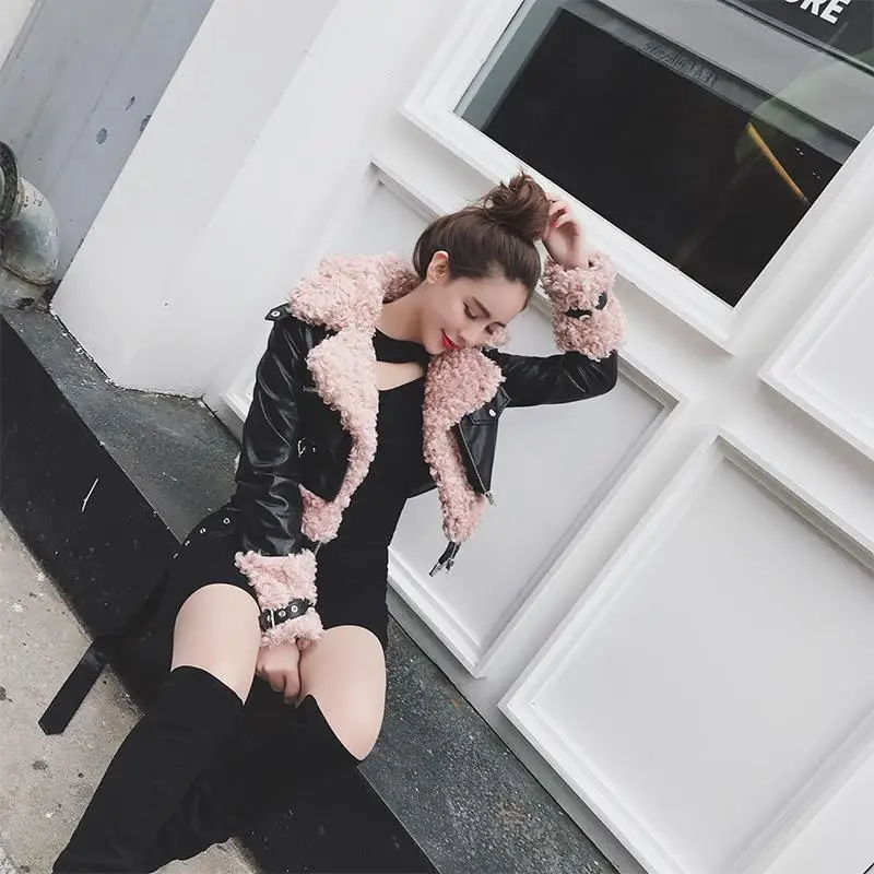 Manteau femme, Лоскутная кожаная куртка из овечьей шерсти, пальто для женщин, осенне-зимние кожаные куртки, верхняя одежда, chaquetas mujer