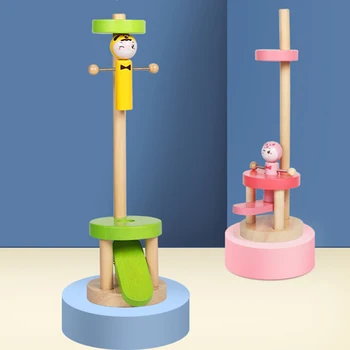 

Kids Wood Clown Jumping Educational Toys for Children Montessori High Jump Doll Interactive Game Toys Home Leisure IQ Training