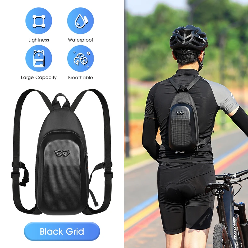 WEST BIKING Bicycle Backpack EVA 3D Hard Shell Cycling Backpack Bag Black Grid 