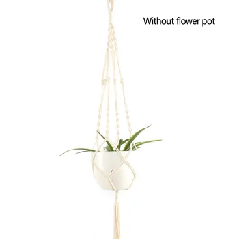 

Macrame Flower Hanging Basket Knotted Rope Flower Net Bag Horticultural Home Door Balcony Courtyard Garden Decor