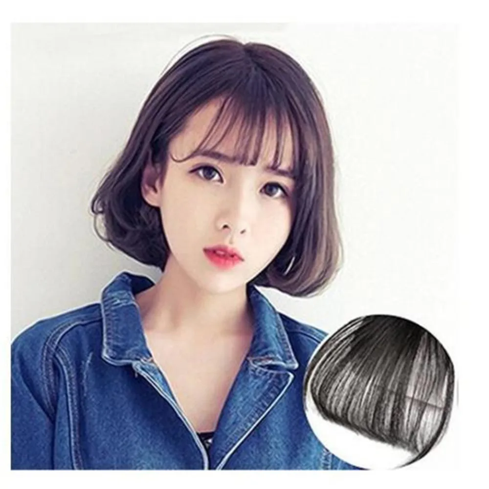 New-Fashion-Natural-Black-Brown-Neat-Front-Clip-In-Hair-Bangs-Extensions-Clip-On-Synthetic-Hair
