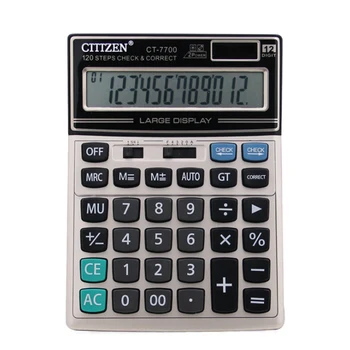 

Gtttzen Large Button 12-Bit Display Calculator Ct-7700 Abs Dual Power Supply Solar Energy Desktop Calculator