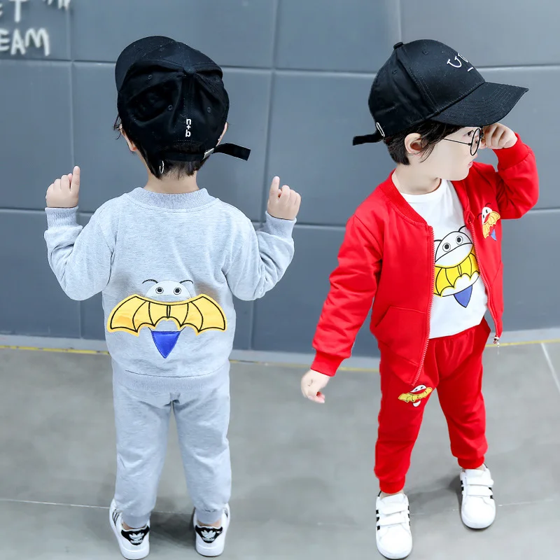 

Boy's Children 2019 Spring Infants Cartoon Children's Three-piece Suit Cardigan Suit Childrenswear