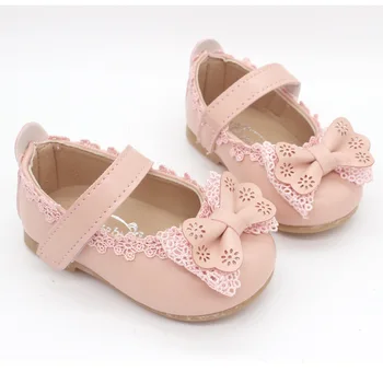 

2020 Spring And Summer New 1-7 Year Old Cute Lace Bow Baby Soft Bottom Toddler Shoes Girls Shoes Small Leather Shoes