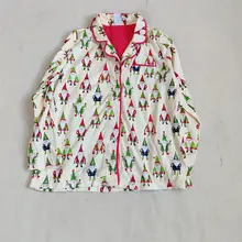 QWEEK Christmas Pajamas Top Sleeping Clothes Women Kawaii Cartoon Print Sleepwear Velvet Autumn Long Sleeve Home Wear Nightie