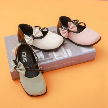 

Children's Brogue Leather Shoes Girl Wedding Children's Flats Single Shoes Princess Fashion Spring Bow Baby Girl Party Shoes