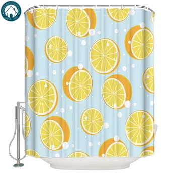 

Lovely Fruit Lemon Fabric Bath Curtains Bathroom Shower Curtain Sets Bath Curtains Childrens Modern Girls Hooks Funny Bath Kids