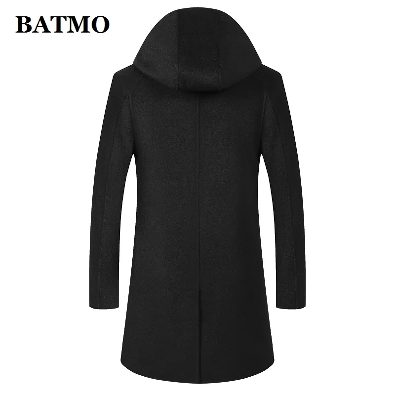 BATMO Новое поступление зимняя высококачественная шерстяная мужская куртка с капюшоном, мужские шерстяные Длинные куртки, 8041