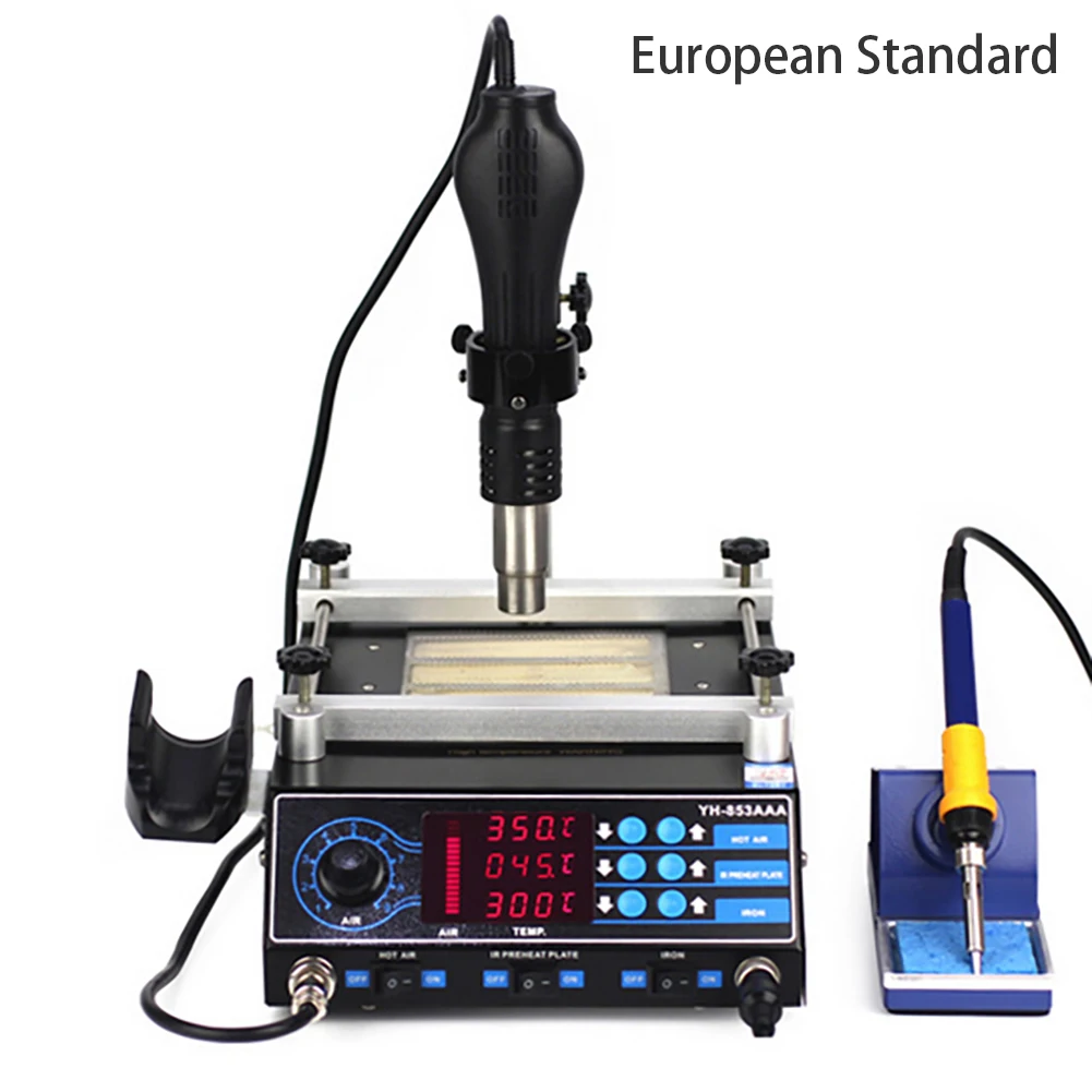 

3 In 1 Hot Air Heater 60W Tin Soldering Iron LED Digital Display 220V Preheating Station Infrared BGA Rework Soldering Station