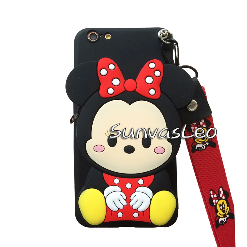 Black Minnie Для samsung Galaxy J4 J6/Plus J8 Note8 Note9 Note10 Pro 3D Кошелек Мягкий силиконовый чехол с мультяшным животным для телефона - Цвет: Black Minnie