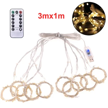 

Home Decoration Romantic Garland Christmas Fairy Lamp USB Powered Garden Patio Bedroom Curtain LED String Light Remote Control