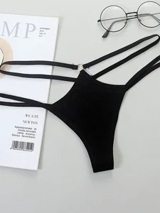 Трусики-стринги женские, однотонные, с низкой посадкой, дышащие