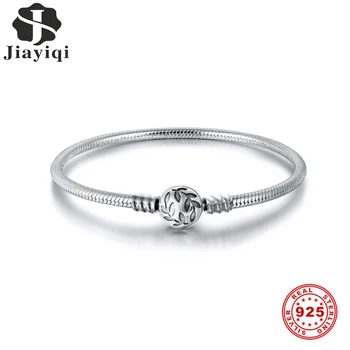 

Jiayiqi Authentic 100% 925 Sterling Silver Round Buckle Leaf Snake Chain Bangle & Bracelet For Women Luxury Jewelry 17-20CM