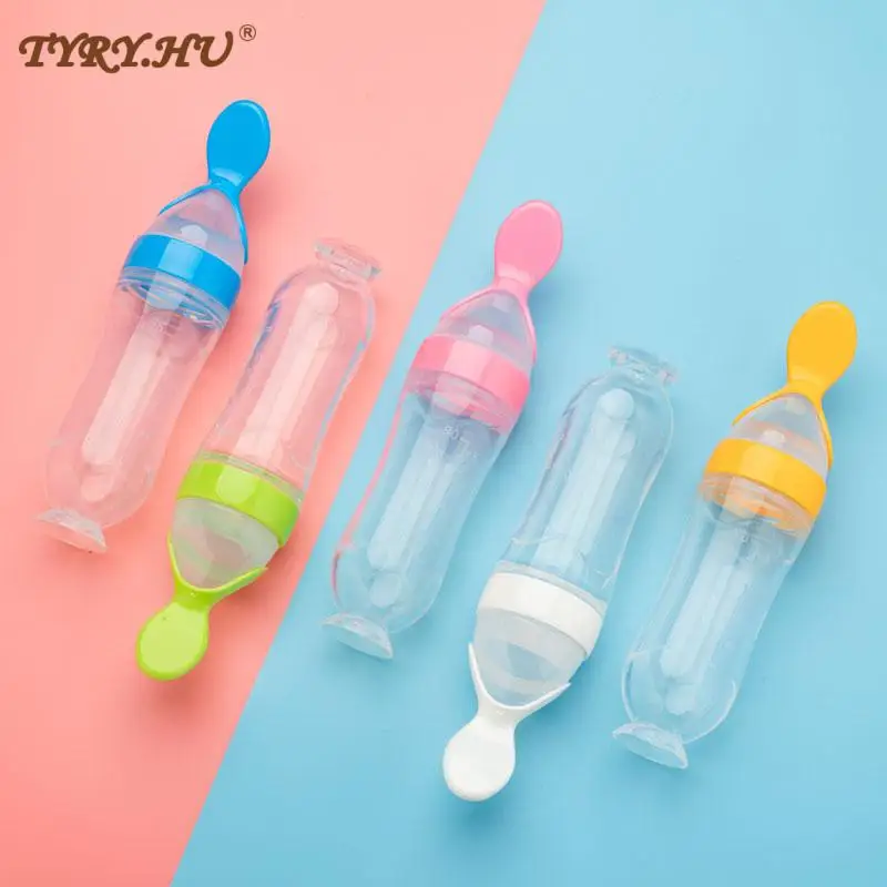1PC Baby Feeding Bottle Toddler Silicone Squeeze Feeding Spoon Milk Bottle Baby Training Feeder Food Supplement 4