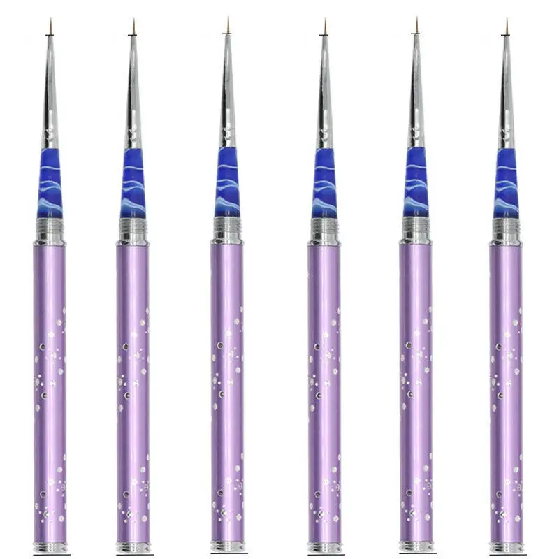 Eval, 3 цвета, профессиональная кисть для нейл-арта, УФ-гель, колонок, Соболь, волосы, металл, бриллиант, акриловая ручка, кисть для рисования ногтей - Цвет: Purple