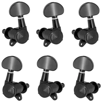 

3R3L Black Locked String Tuners Tuning Peg Key Machine Heads Semicircle Button for Acoustic Electric Guitar Lock Schaller Style