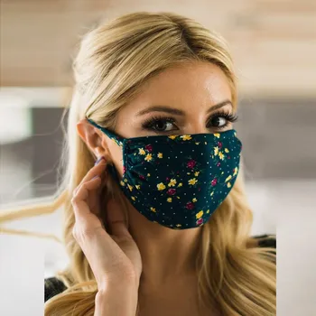 

Elegant Flower Printed Mouth Mask Cotton Fabric Mask Floral Pattern Dustproof Cotton Mouth-Muffle Face Mask Reusable Breath Mask