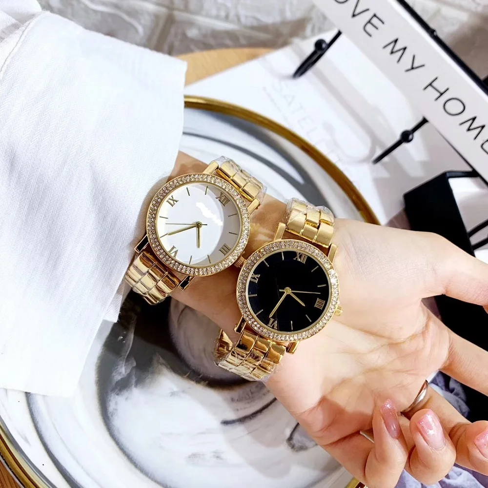 

GC/SW/ROL/JF/V6 Watch lady women box strap quartz steel nenuine silvery set steel diamond bracelet waterpoof like MK Guces BL