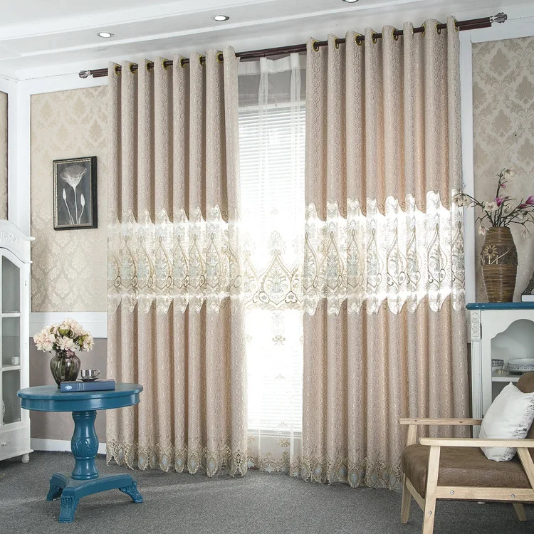 

High-end European-style Chenille Semi-shade Curtains for Living Dining Room Bedroom.