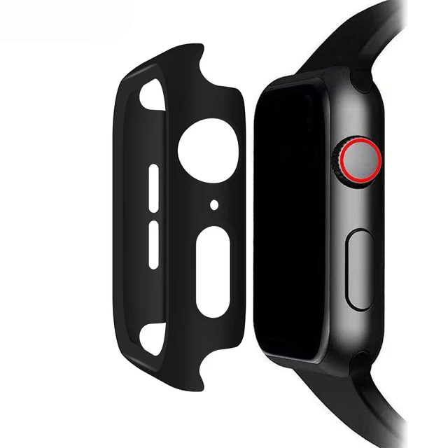 Чехол+ закаленное стекло для Apple Watch, 40 мм, 44 мм, серия 5, 4, защитная пленка для экрана, чехол-бампер для iwatch, серия 5, 4, 3, 44 мм, 42 мм - Цвет: Black