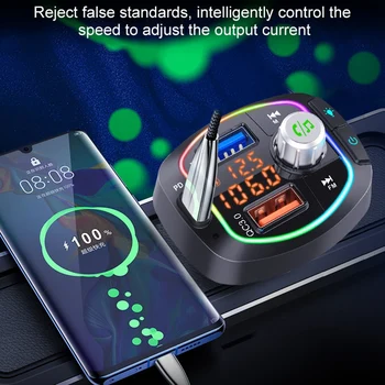 

NEW-Car Bluetooth 5.0 ,Wireless FM Transmitter,with Dual USB, PD3.0 Output, Support USB and TF Card MP3 Player BC66