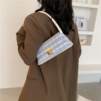 

Fashion Design lattice Women Underarm Package Handbags Purse Vintage Girls Shoulder Bags Brand Designer Female Armpit Bag 2020