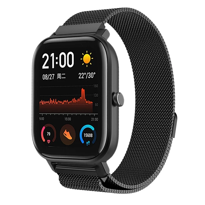 3в1 металлический ремешок для Amazfit GTS, чехол-браслет для Huami Amazfit GTS, защитная пленка для экрана, бампер, аксессуары