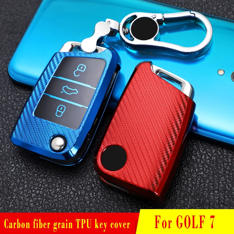 

Car Key Shell Protector Key Case Chains Remote Key cover For Volkswagen VW Golf 7 mk7 Seat Ibiza Leon FR 2 Altea Aztec