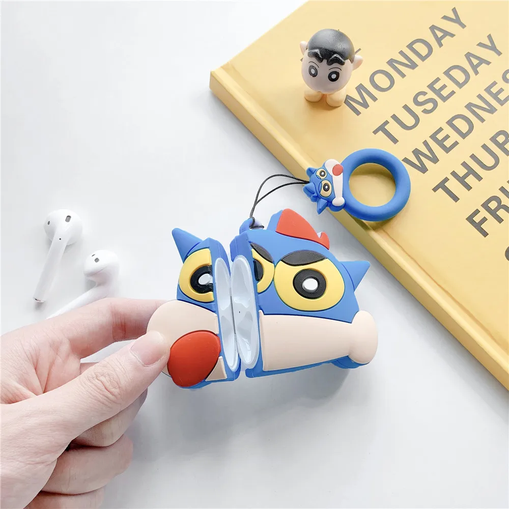 3D Милые чехлы для наушников Kamen Crayon Shin-chan для Apple Airpods 1/2 Милые силиконовые защитные чехлы для наушников funda