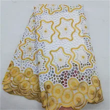 5 ярдов швейцарская вуаль кружевная ткань из Дубая Горячая распродажа! африканская хлопковое кружево «швейцарская вуаль» ткани кружевное платье высокого качества