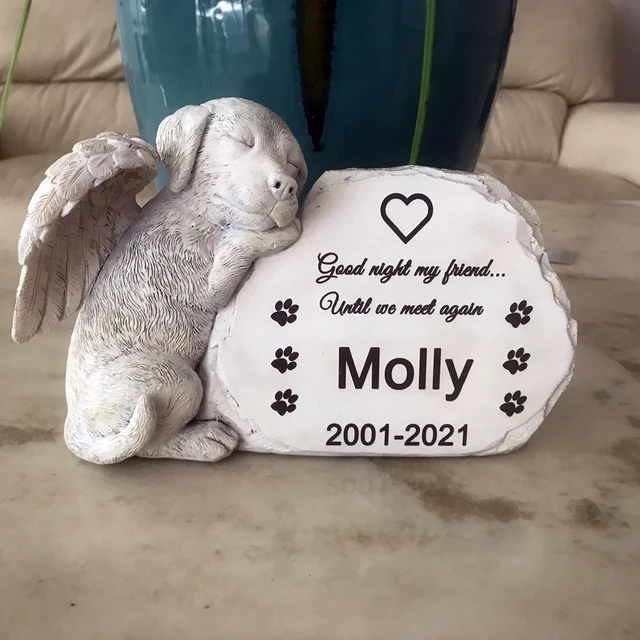 Statua Commemorativa Cane Con Ali - Lapide Per Animali Domestici In Resina, 12x8x4cm
