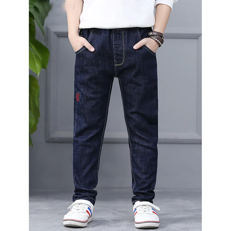 Fashion Children Jeans High Quality Big Boys Denim Trousers Pure Color Cotton Long Pants for Teenage 8 10 12 14 16Y Kids Clothes