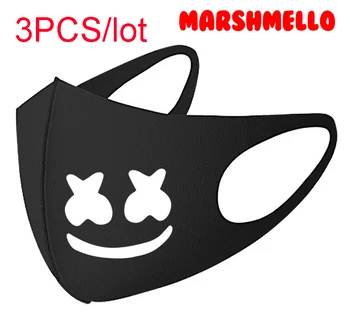 

3PCS Man Women Black Mouth Mask DJ Cartoon Pattern Face Mask Cotton Anti Dust Pollution Masks Washable Thin Breathable Mask