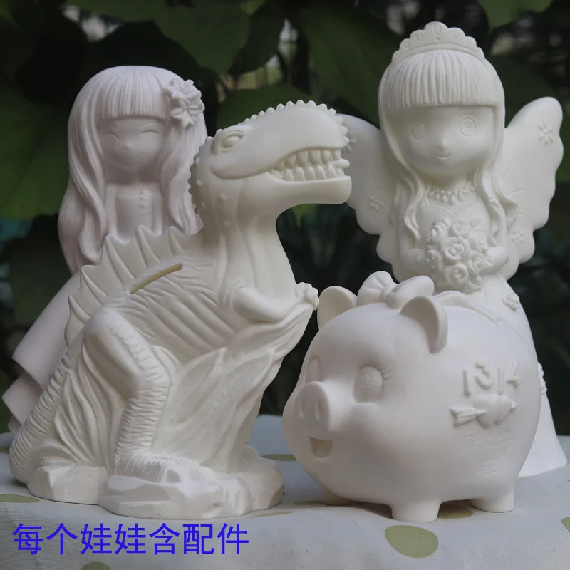 

Students Coloring Toys Wrestling Is Not Bad Gypsum Doll Vinyl Graffiti Doll Coin Bank Coloured Drawing White Embryo Children DIY