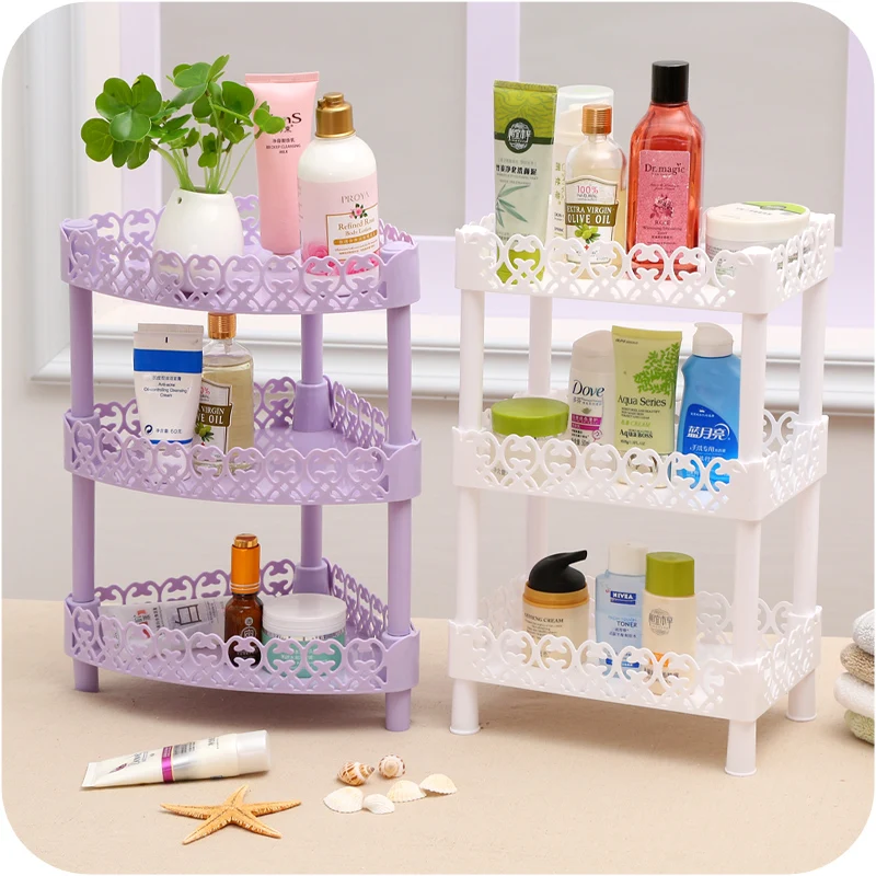 Diy 3 Layers Plastic Desk Storage Rack Wall Corner Shelf Organizer