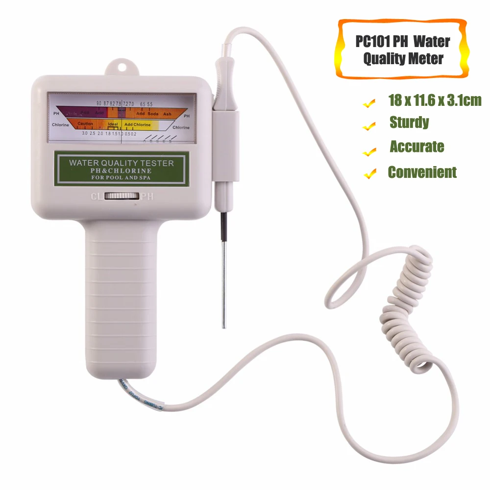 Портативный PH метр PC101 измеритель качества воды CL2 тестер уровня хлора для