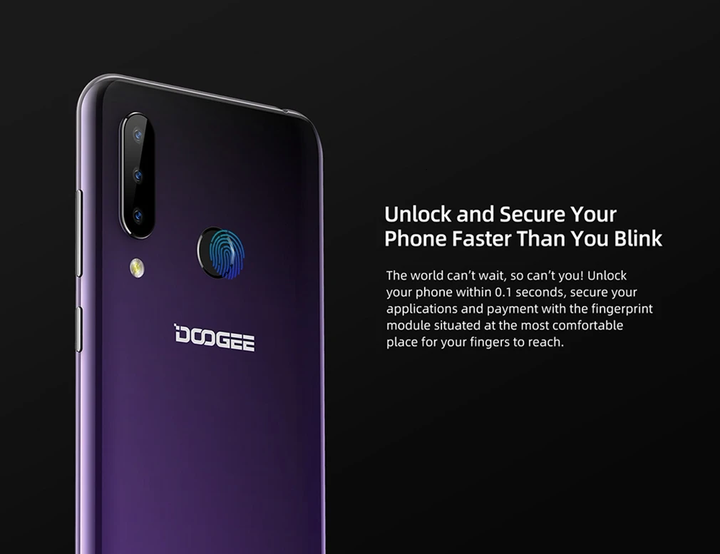 DOOGEE N20 смартфон 6," 4 Гб ОЗУ 64 Гб ПЗУ отпечаток пальца 16 МП Тройная задняя камера MT6763 Восьмиядерный мобильный телефон 4350 мАч 4G LTE