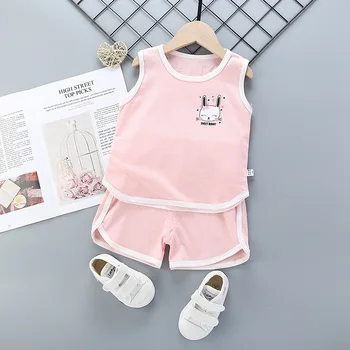 

2020 Cute Baby Girl Lovely Clothes Rabbit Clothing Cotton Summer T-shirts + Shorts 2pcs Suit Baby Girl Newborn Clothing 0-3-4-5