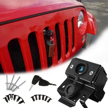 

Front Engine Anti Theft Metal Hood Lock Fixed Car Parts Latch With Key Vehicle Durable Easy Install Protective For Wrangler Jk