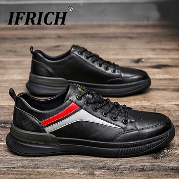 

2020 Popular Young Casual Men Footwear Brand Designer Leather Shoes For Mens Fashion Man Casual Sneakers Black Walking Shoes Men