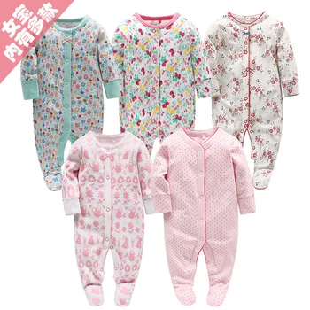 

Picturesque Childhood New Born Baby Girl Clothes Pure Cotton Long-sleeved Blouse Rabbit Footies 0-12M Infant Clothing