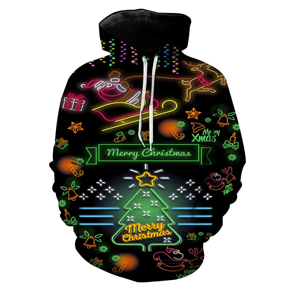trade Christmas digital printing Hat Pocket Turtleneck Men's Fashion Wear Sweatshirts Printing Blouse hoodies |