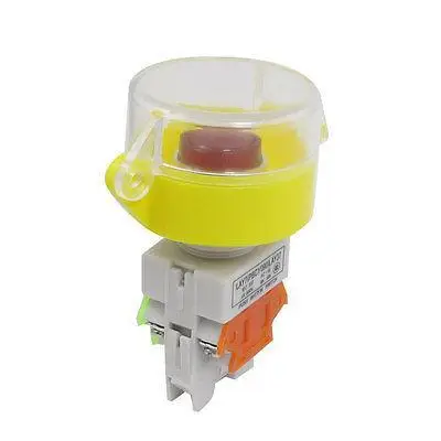 

DC 24V Red Illuminated Lamp 1NO 1NC DPST Latching Clear Cover Push Button Switch