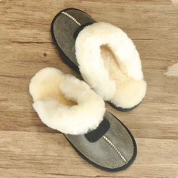 

100% Natural Sheepskin Fur Slippers Fashion Women Warm Indoor Slippers Soft 2020 Wool Lady Home Shoes Female Winter 35-44