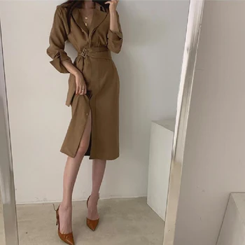 

Ladies wind elegant lace stitching dress split slim midi dress