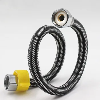 

1/2" Corrugated Water Heater Hose Shower Plumbing Bathroom Pipes Basin Double-Headed Toilet Stainless Steel Sink