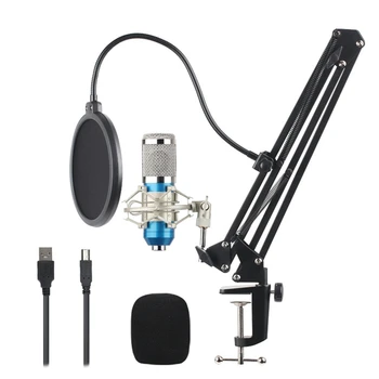 

Metal USB Microphone Condenser Recording Microphone Wired Mic with Stand for Computer Laptop PC Karaoke Studio Recording